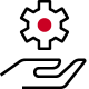 Icon of hand holding gears