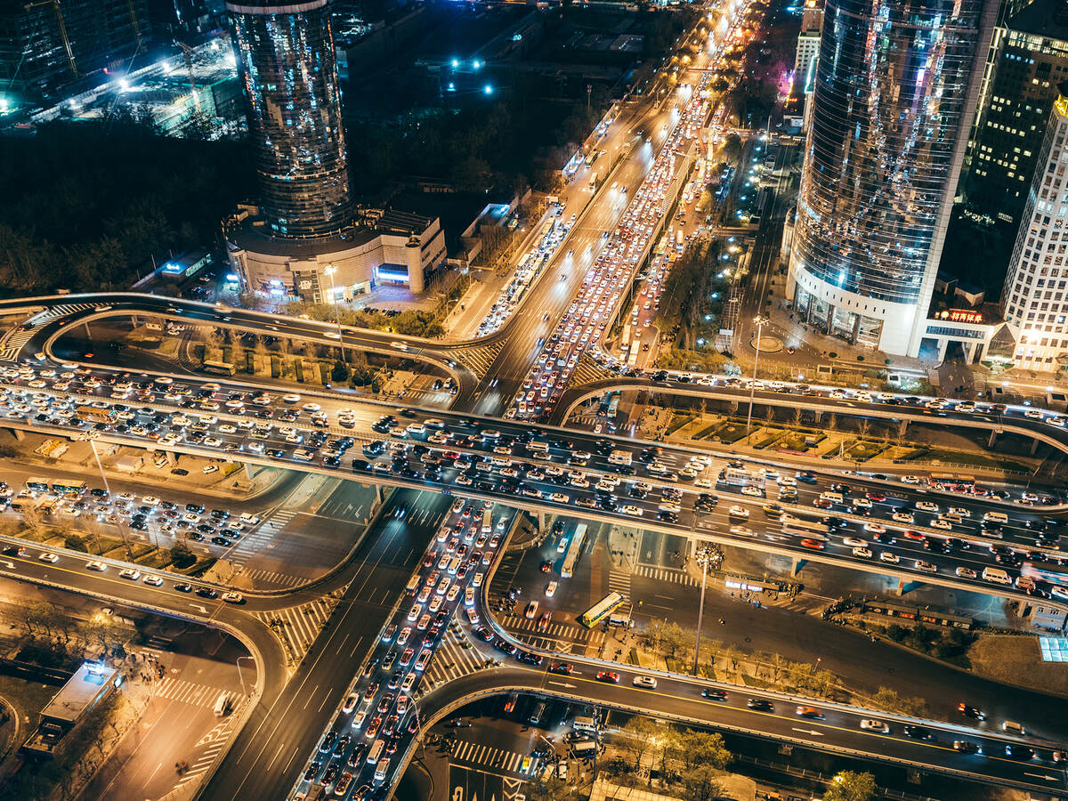 Aerial View of Traffic Jam, Beijing, China