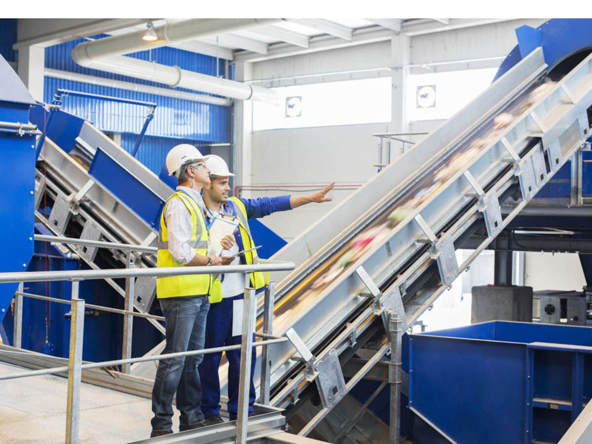 workers in a recycling factory