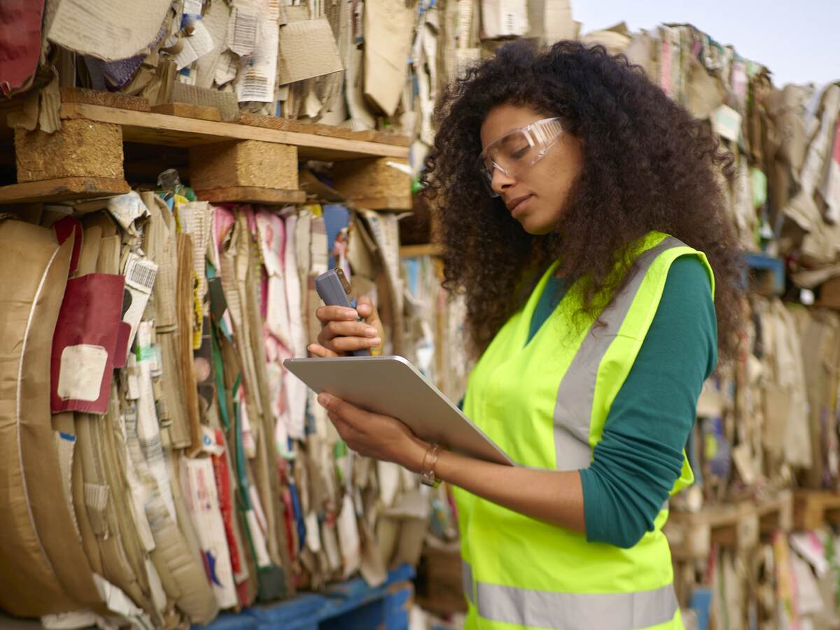 Sustainable warehouse worker.